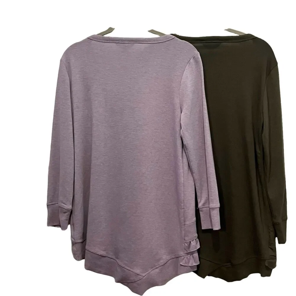 Simply Vera Vera Wang Sweatshirt Top Shirt Double Ruffle Women's Size XS Set 2